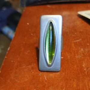 Silver Ring with Green Gemstone